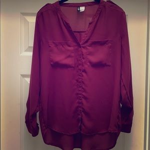 H&M Maroon Long-Sleeve Button-Down